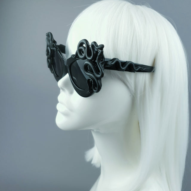 "Medusa" Black Snake Black Sunglasses