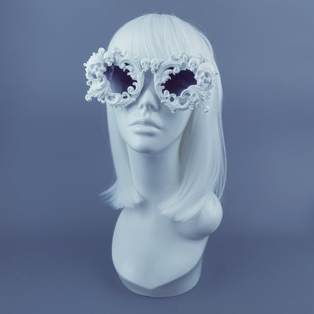 "Mabuz" White Skull & Filigree Sunglasses