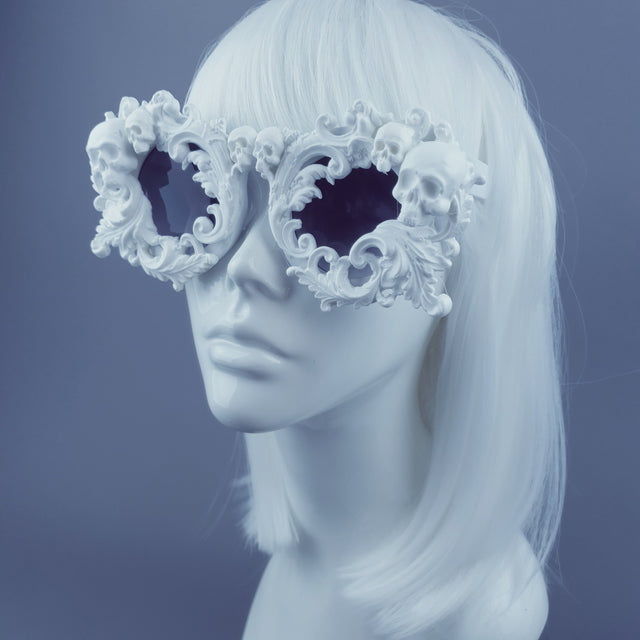 "Mabuz" White Skull & Filigree Sunglasses