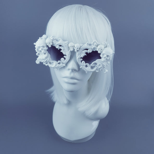 "Mabuz" White Skull & Filigree Sunglasses