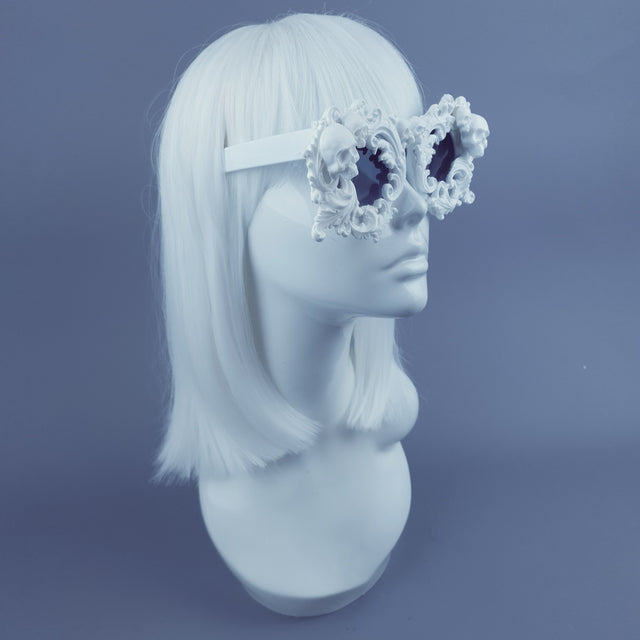 "Mabuz" White Skull & Filigree Sunglasses