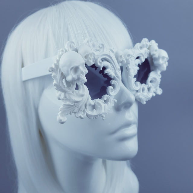 "Mabuz" White Skull & Filigree Sunglasses
