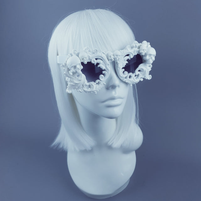 "Mabuz" White Skull & Filigree Sunglasses