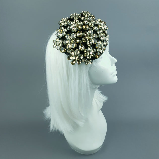 "Hepburn" Black & Gold Vintage Inspired Jewel Fascinator Hat