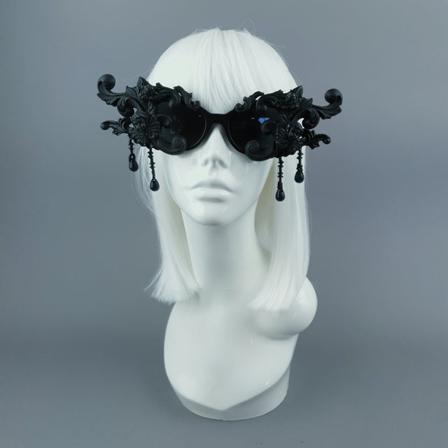 "Culte" OTT Statement Black Cherub Filigree & Beading Sunglasses