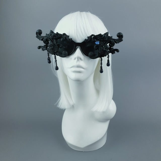 "Culte" OTT Statement Black Cherub Filigree & Beading Sunglasses
