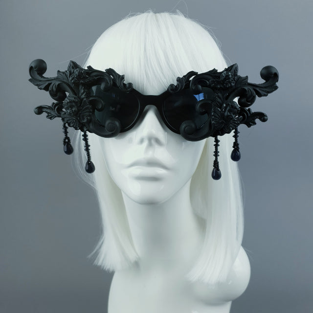 "Culte" OTT Statement Black Cherub Filigree & Beading Sunglasses