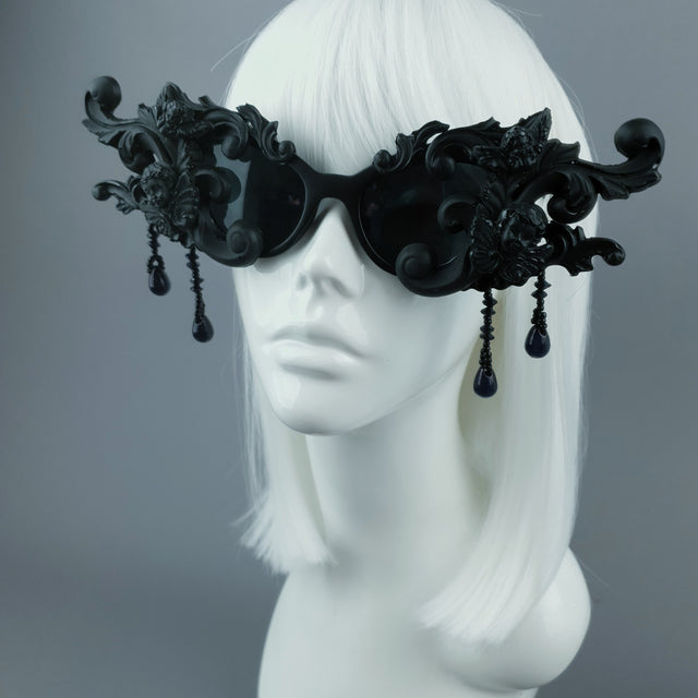 "Culte" OTT Statement Black Cherub Filigree & Beading Sunglasses