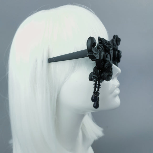 "Culte" OTT Statement Black Cherub Filigree & Beading Sunglasses