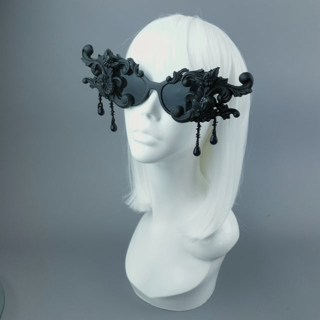 "Culte" OTT Statement Black Cherub Filigree & Beading Sunglasses