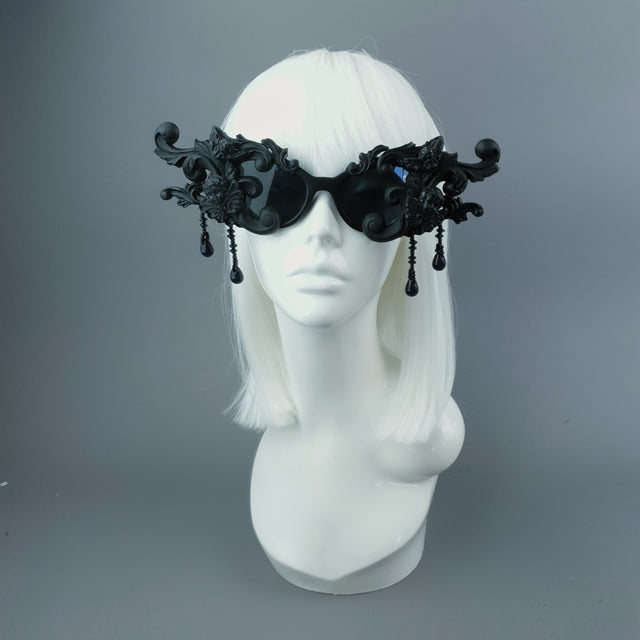 "Culte" OTT Statement Black Cherub Filigree & Beading Sunglasses