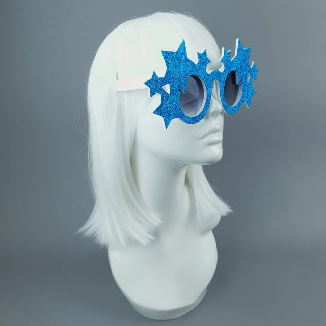 "Bright Star" Blue Glitter Stars Sunglasses