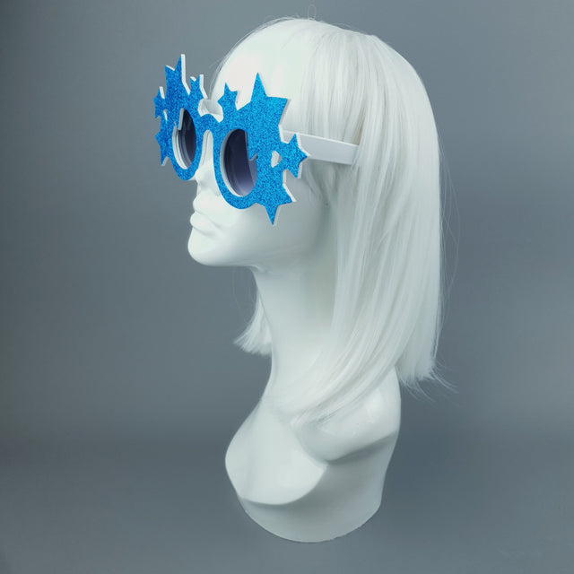 "Bright Star" Blue Glitter Stars Sunglasses