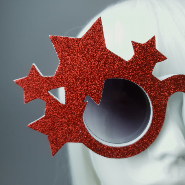 "Bright Star" Red Glitter Stars Sunglasses