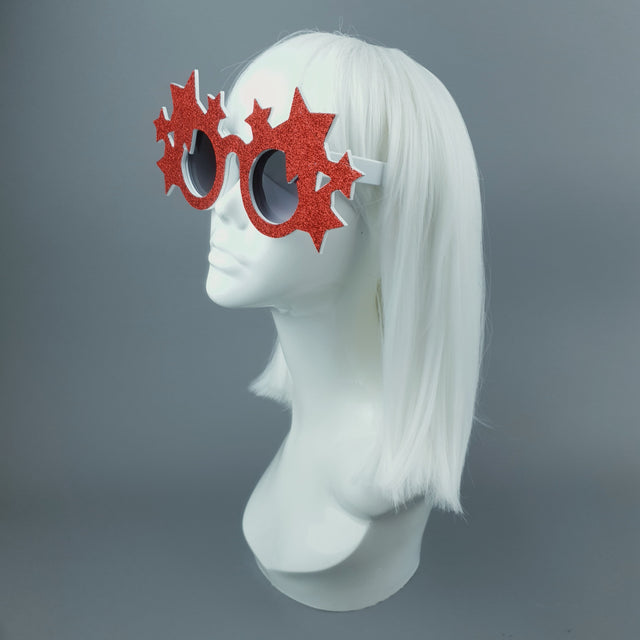 "Bright Star" Red Glitter Stars Sunglasses