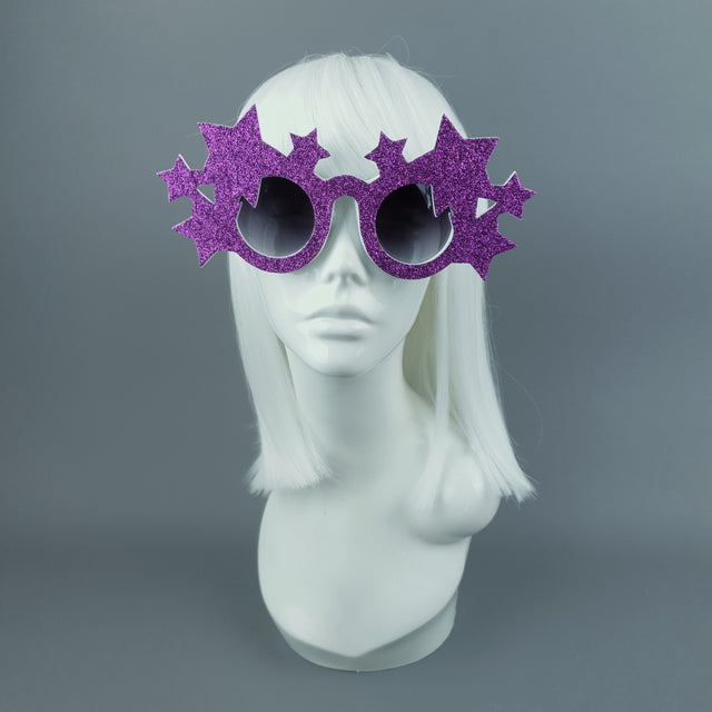 "Bright Star" Fuschia Glitter Stars Sunglasses