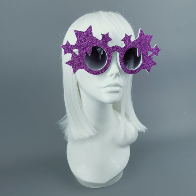 "Bright Star" Fuschia Glitter Stars Sunglasses