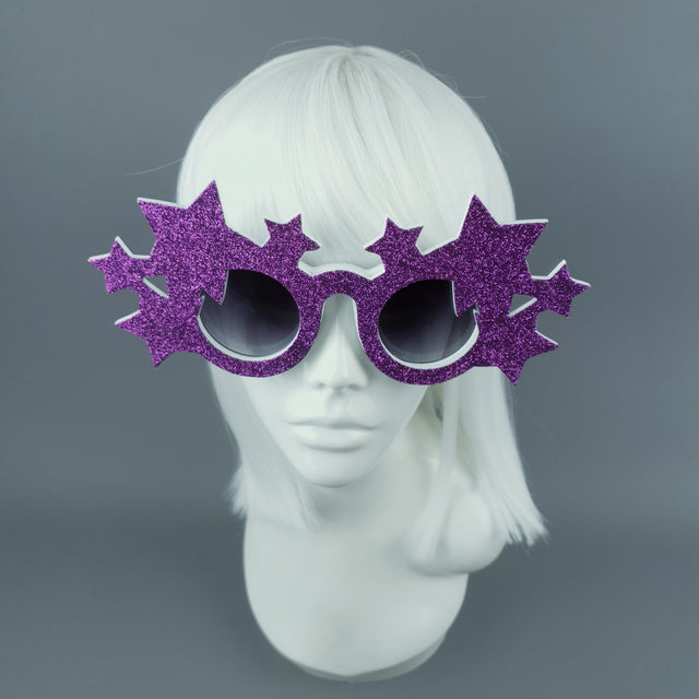 "Bright Star" Fuschia Glitter Stars Sunglasses