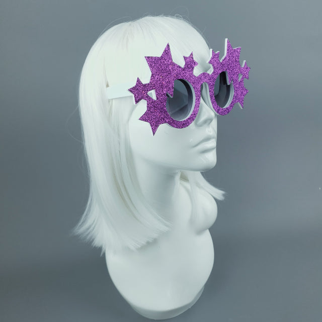 "Bright Star" Fuschia Glitter Stars Sunglasses
