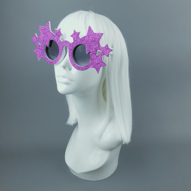 "Bright Star" Fuschia Glitter Stars Sunglasses