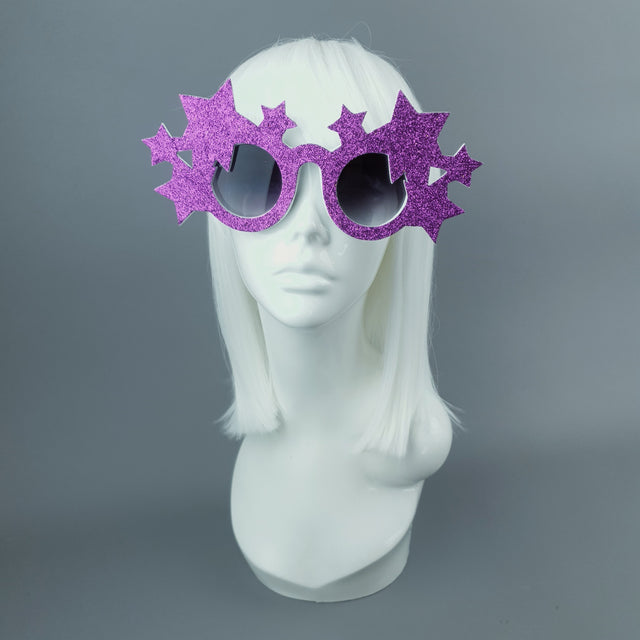 "Bright Star" Fuschia Glitter Stars Sunglasses