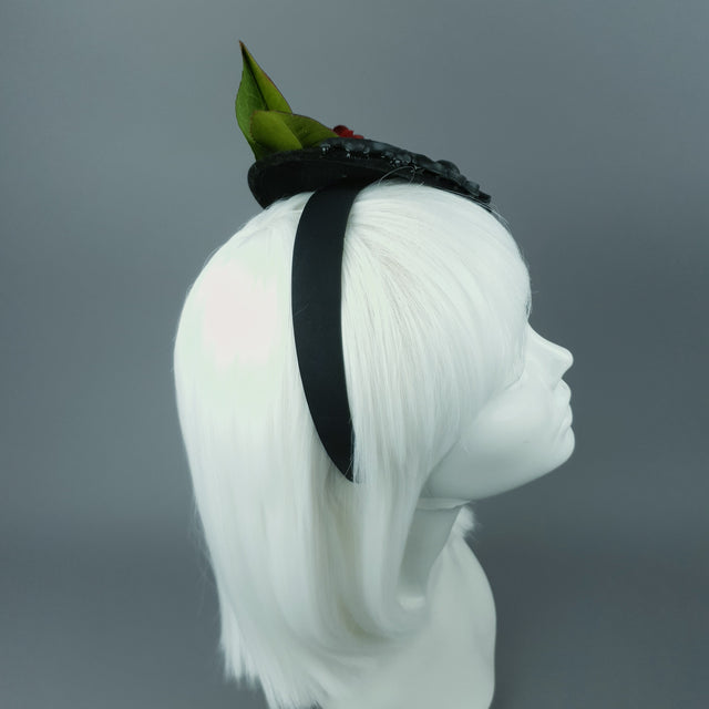 "Midnight" Red Rose & Filigree Fascinator Hat Headdress