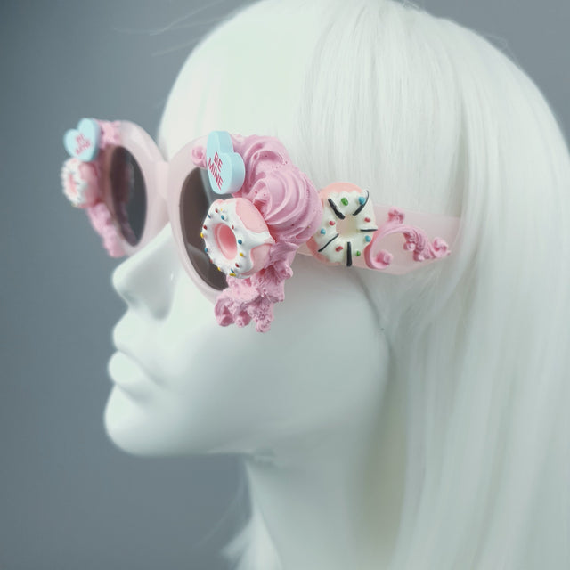 "Sweetie" Pink Filigree Donut Cake Sunglasses