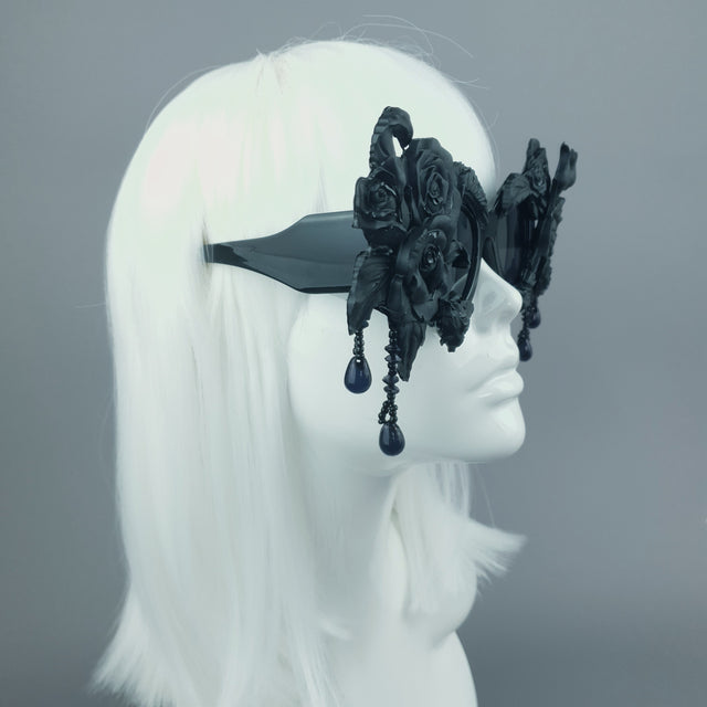 "Sthena" OTT Statement Black Roses & Beading Sunglasses
