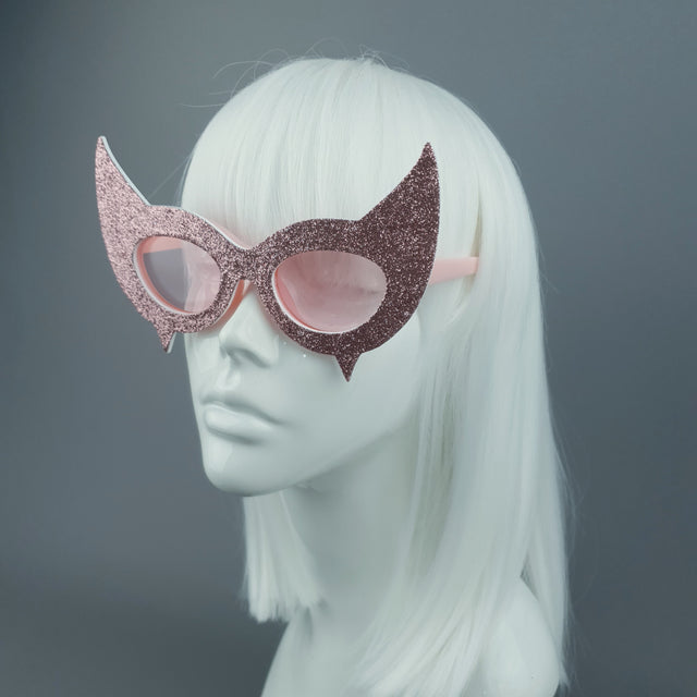 "Diablo" Pink Glitter Devil Horn Sunglasses