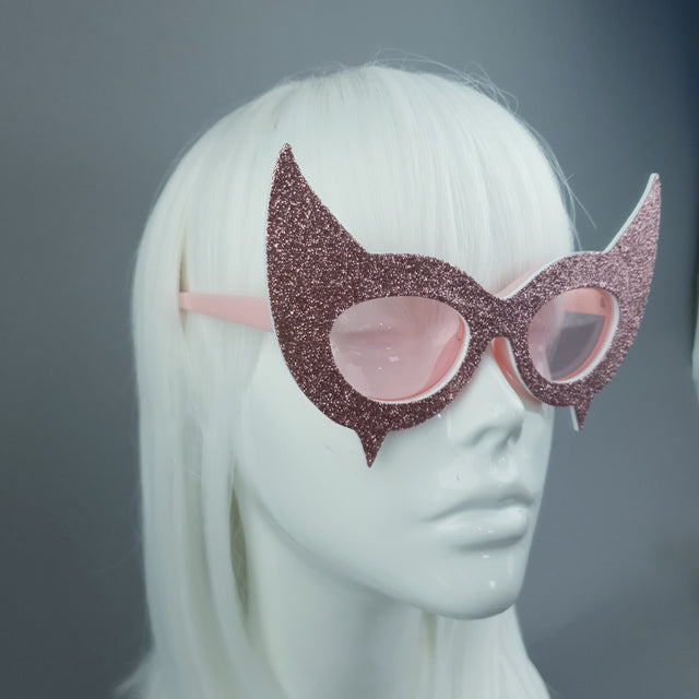 "Diablo" Pink Glitter Devil Horn Sunglasses