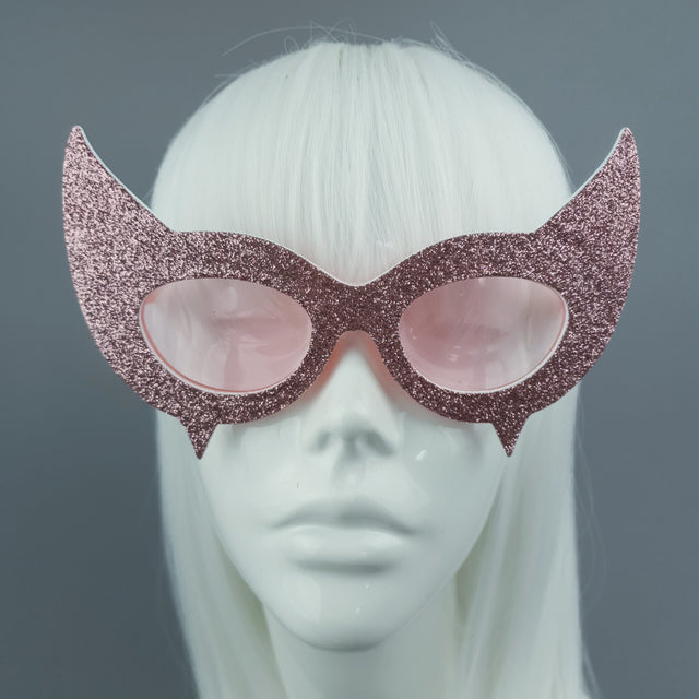 "Diablo" Pink Glitter Devil Horn Sunglasses