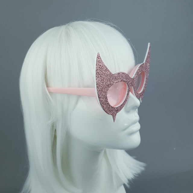 "Diablo" Pink Glitter Devil Horn Sunglasses