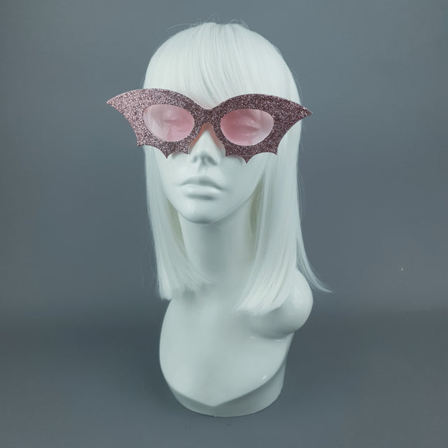 "Bela" Pink Glitter Bat Sunglasses