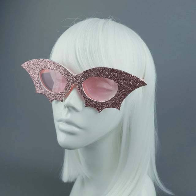 "Bela" Pink Glitter Bat Sunglasses