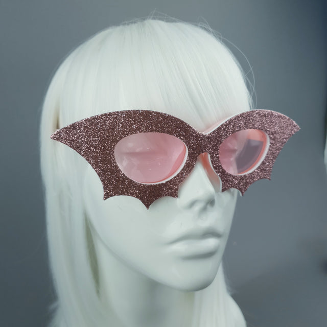 "Bela" Pink Glitter Bat Sunglasses