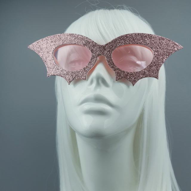 "Bela" Pink Glitter Bat Sunglasses