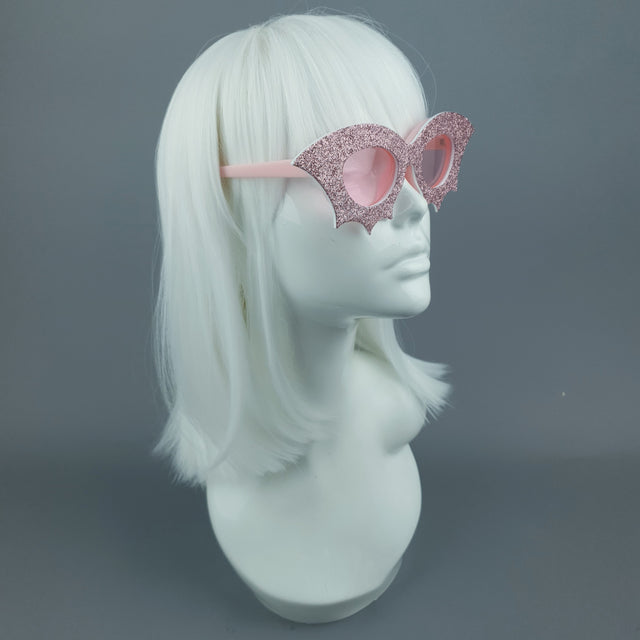 "Bela" Pink Glitter Bat Sunglasses