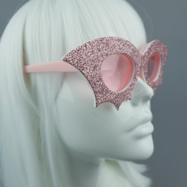 "Bela" Pink Glitter Bat Sunglasses