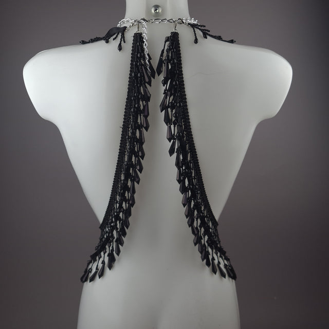 "Manasa" Black Snake & Roses Harness Body Jewellery & Pasties.