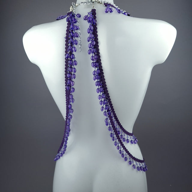 "Psyche" Purple Roses Harness Body Jewellery & Pasties.