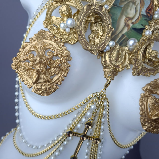 "Botticelli" Pearl & Gold Frames Harness Body Jewellery & Pasties