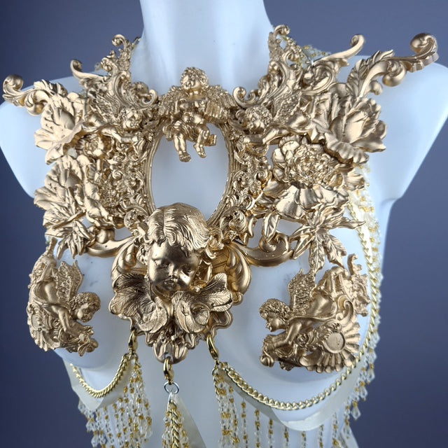 "Cupid" Gold Cherub & Filigree Harness Body Jewellery & Pasties.