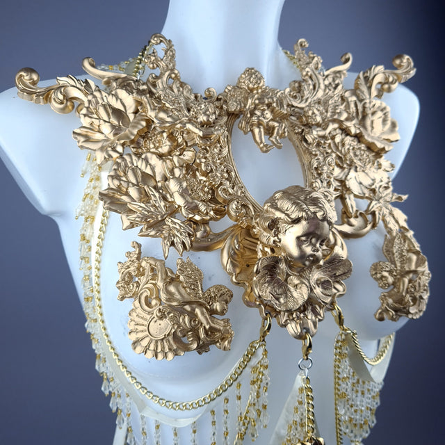 "Cupid" Gold Cherub & Filigree Harness Body Jewellery & Pasties.