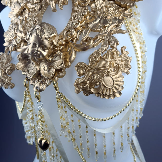 "Cupid" Gold Cherub & Filigree Harness Body Jewellery & Pasties.