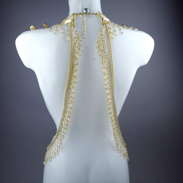 "Cupid" Gold Cherub & Filigree Harness Body Jewellery & Pasties.