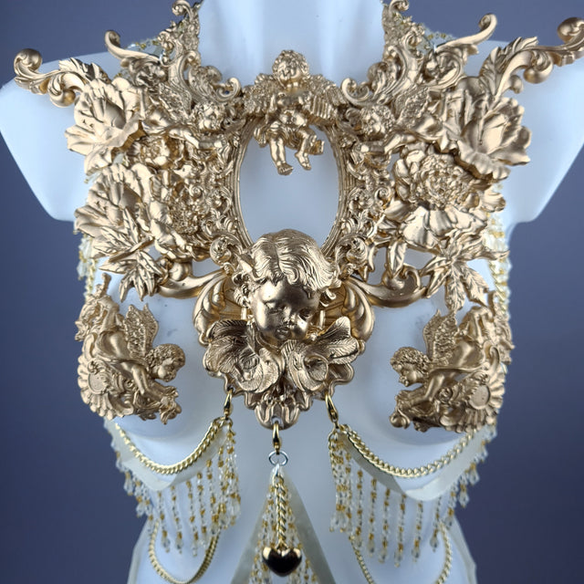 "Cupid" Gold Cherub & Filigree Harness Body Jewellery & Pasties.