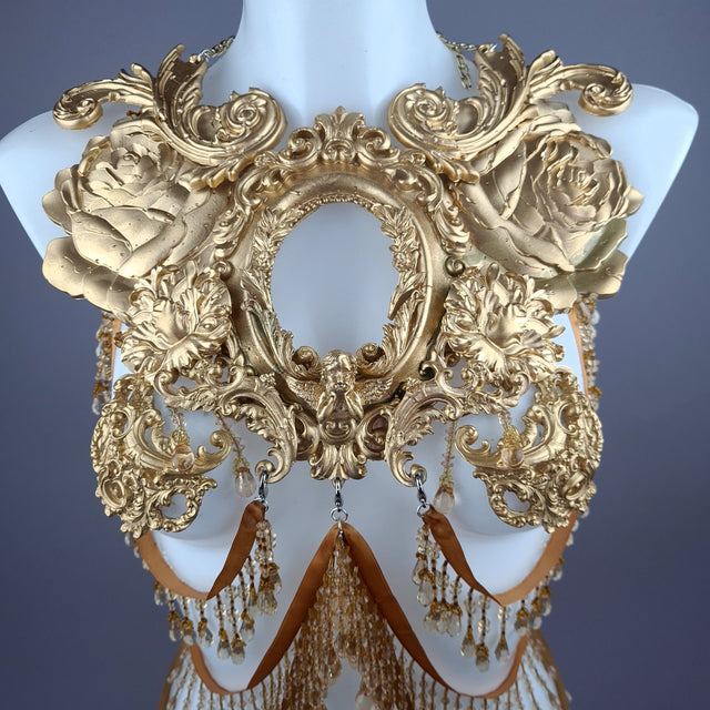 "Rosa Mystica" Gold Cherub & Filigree Harness Body Jewellery & Pasties.