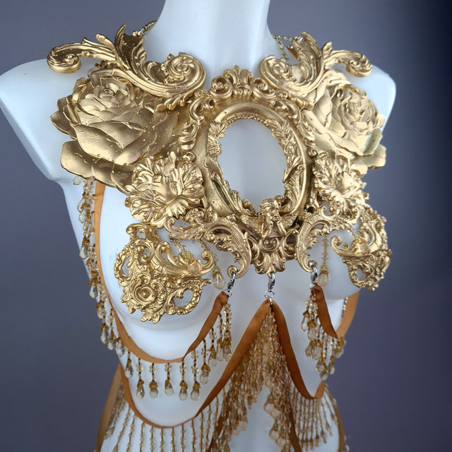 "Rosa Mystica" Gold Cherub & Filigree Harness Body Jewellery & Pasties.