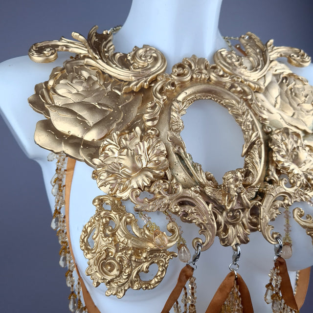 "Rosa Mystica" Gold Cherub & Filigree Harness Body Jewellery & Pasties.