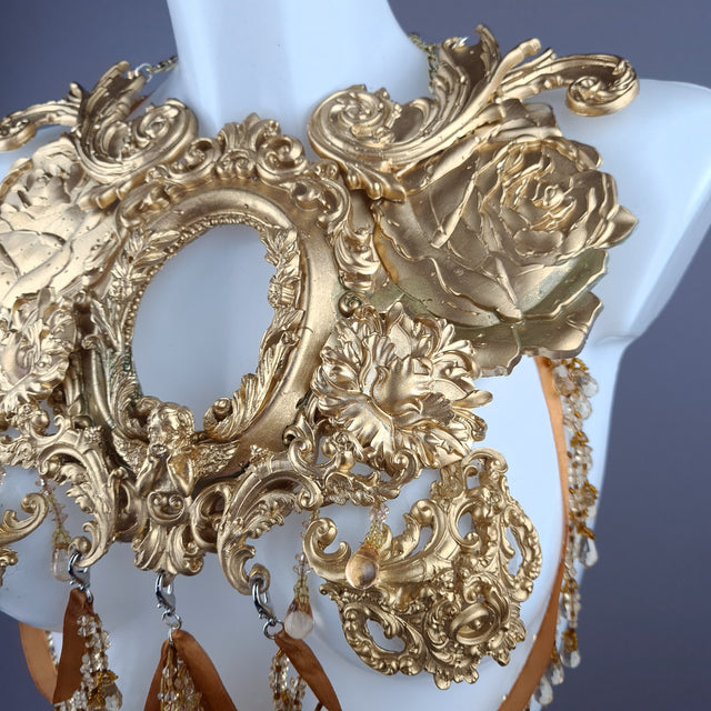 "Rosa Mystica" Gold Cherub & Filigree Harness Body Jewellery & Pasties.